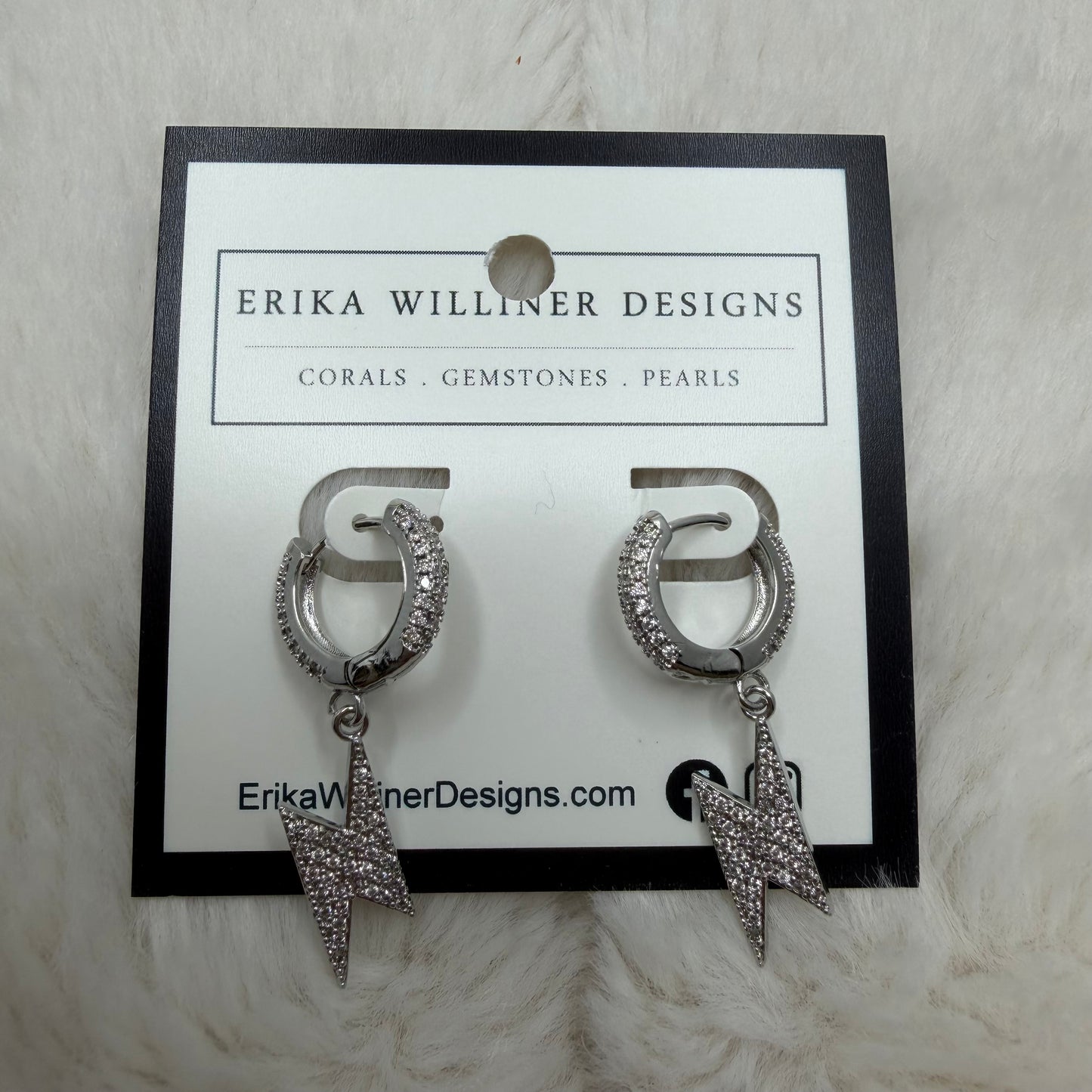 Sparkly Chunky Hoop and Lightning Bolt Earring | Erika Williner Designs