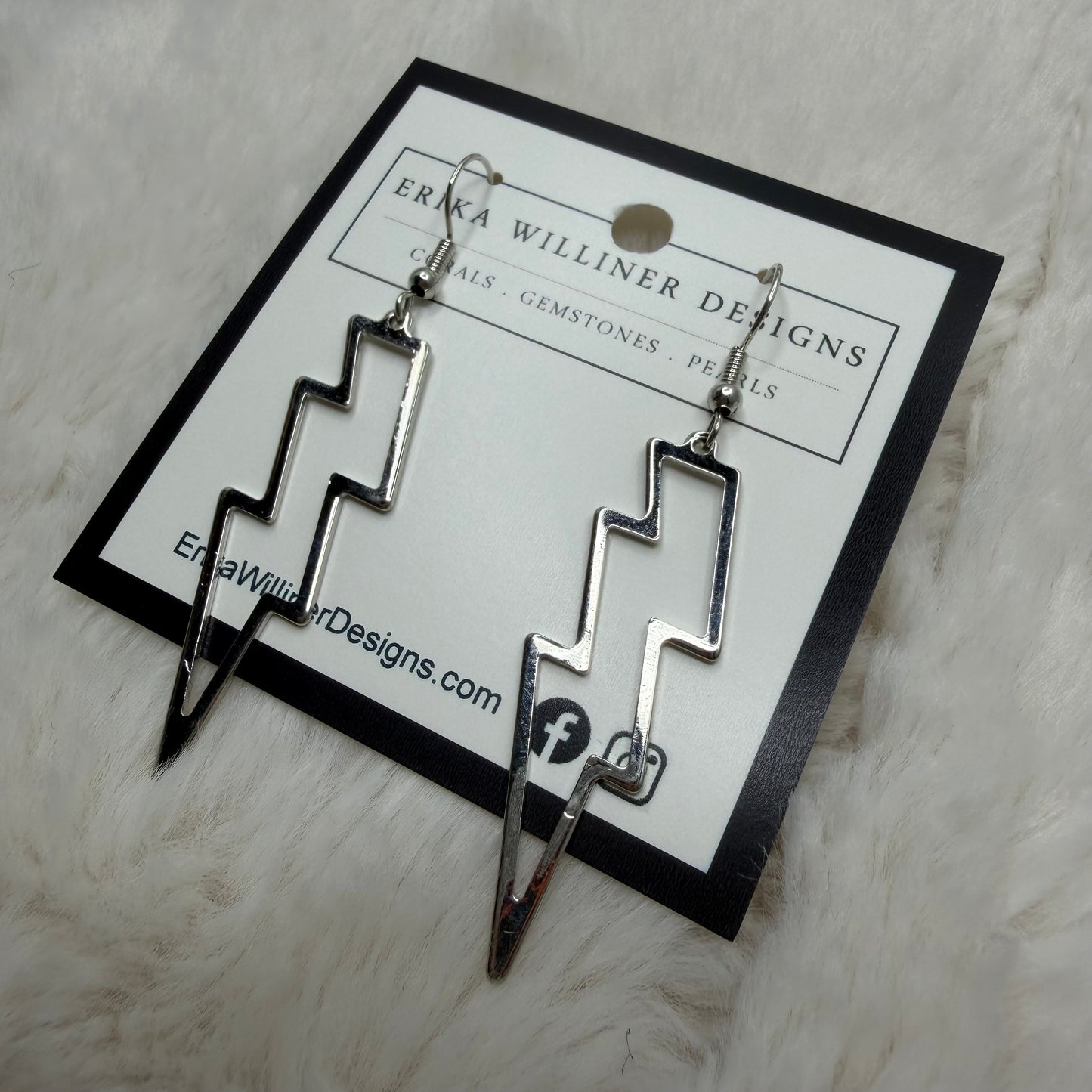 Metal Cut Out Lightning Bolt Earrings | Erika Williner Designs