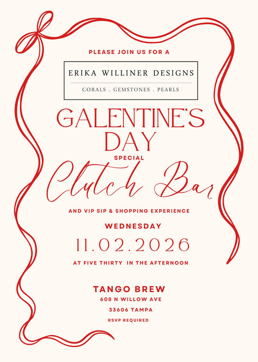 Galentines Event: Clutch Bar and VIP Shopping -  Feb 11 @ 5:30 pm at Tango Brew | Erika Williner Designs