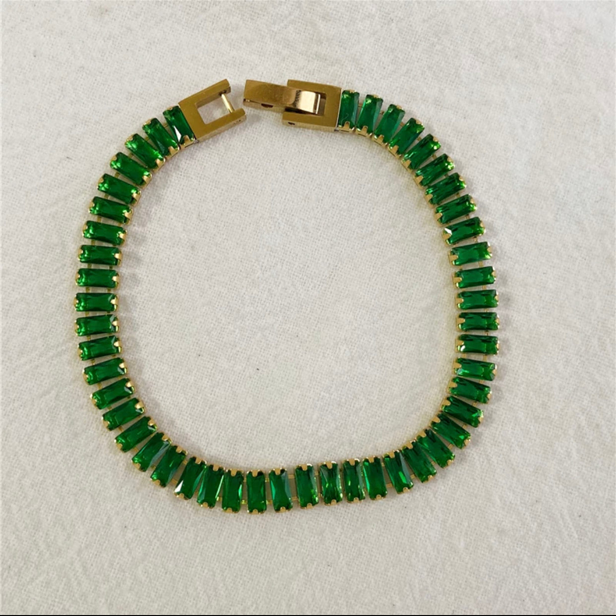 Green Baguette crystal bracelet 
