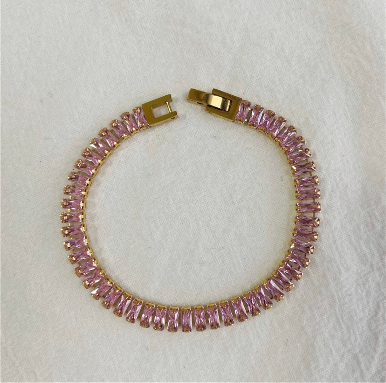 Pink Baguette crystal bracelet 