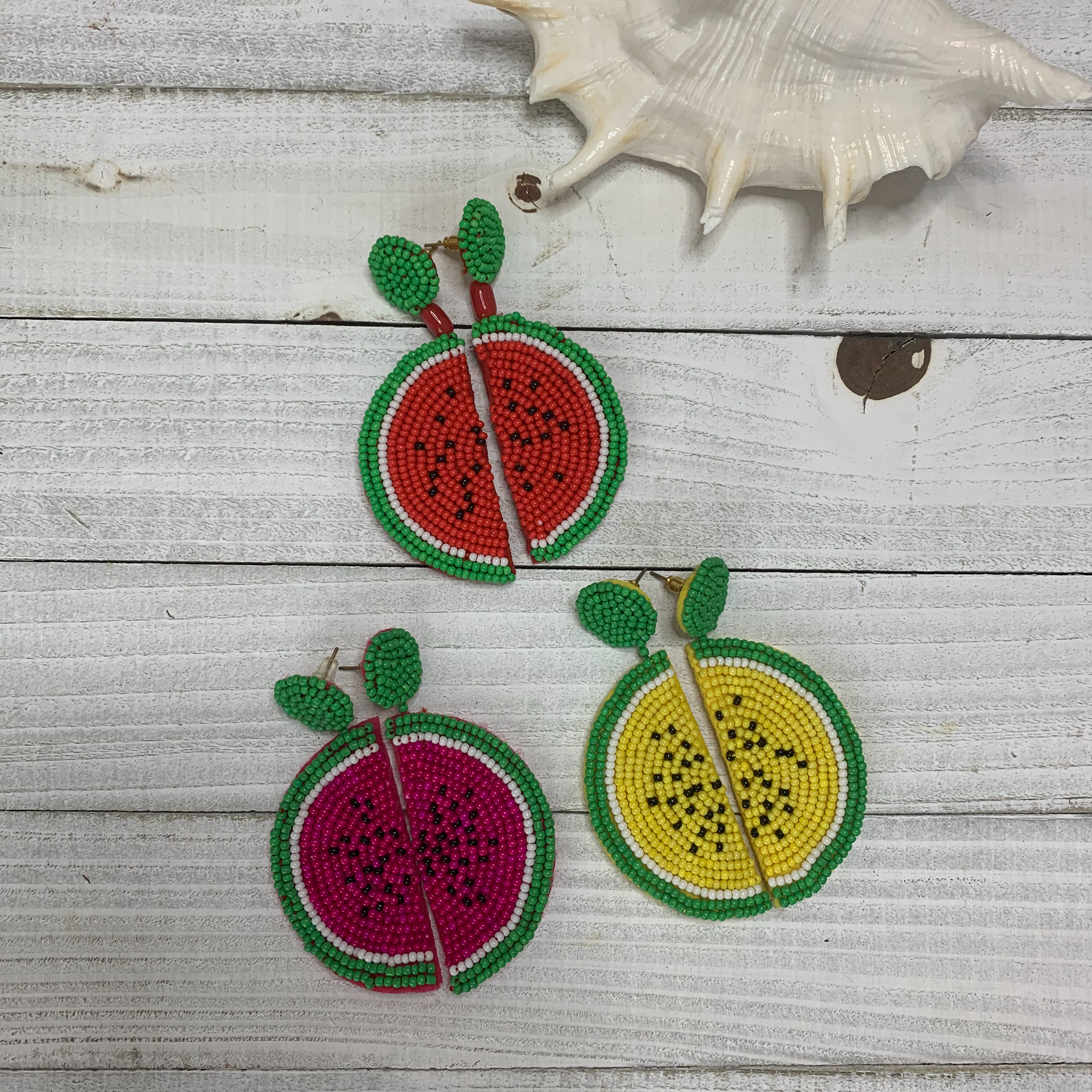 Handmade Beaded Fruit Earrings