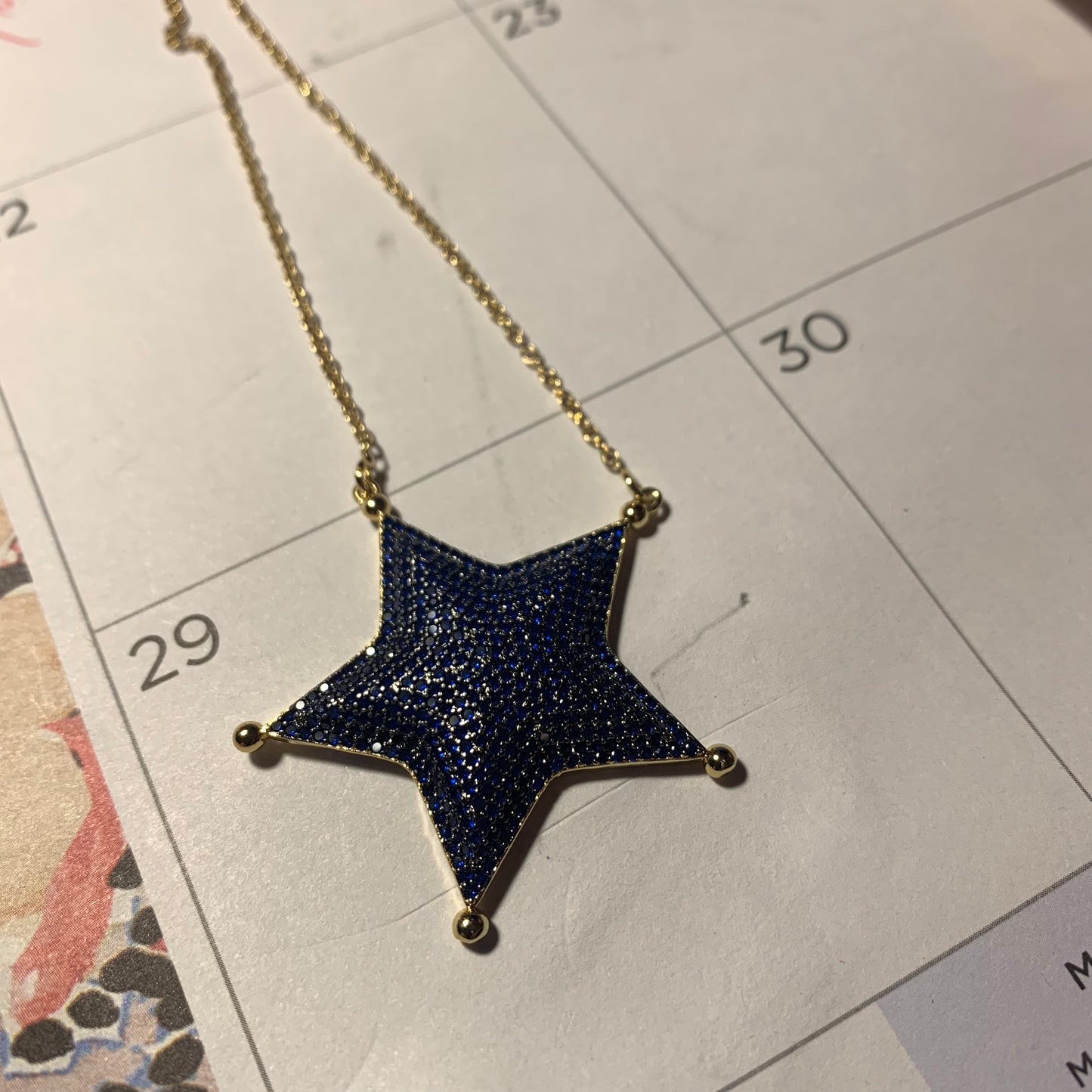 Star Pave Crystal Blue Necklace