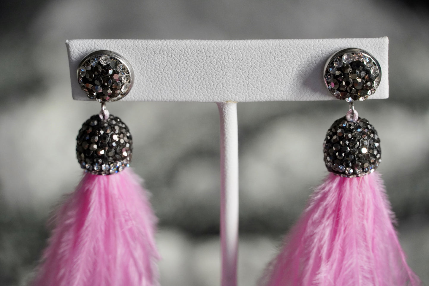 Feather Earrings Embellished with Pave Crystals 240-03 | Erika Williner Designs