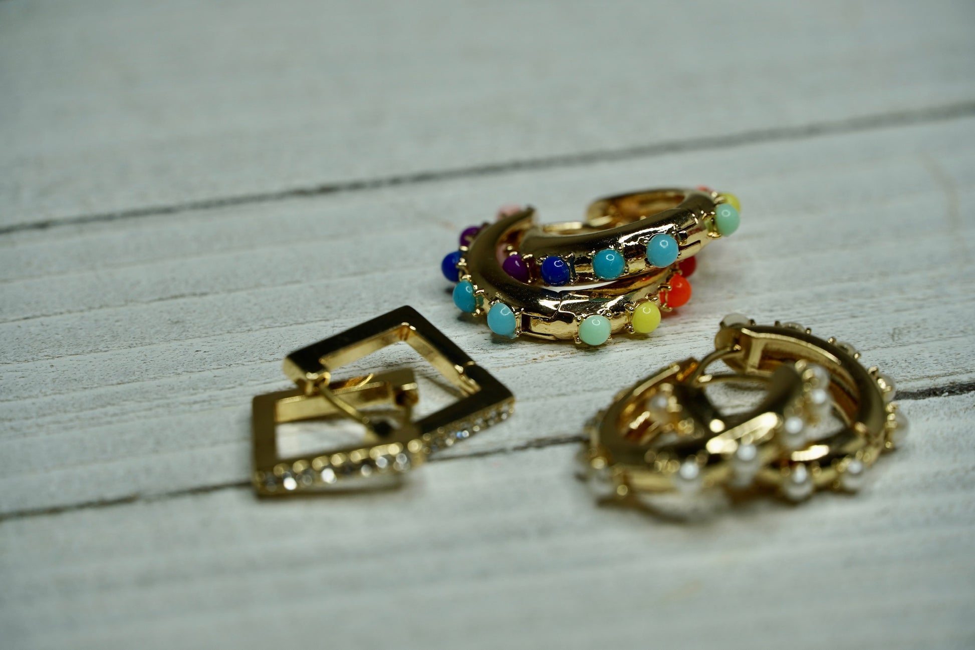  Multi-colored Gold Hoops