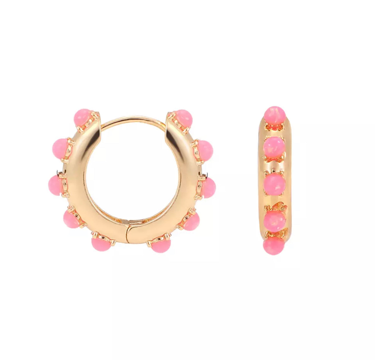 Round Pink Gold Hoops