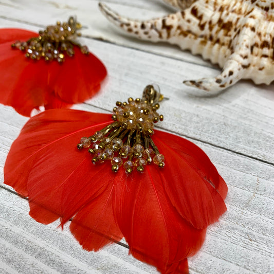red feather earrings