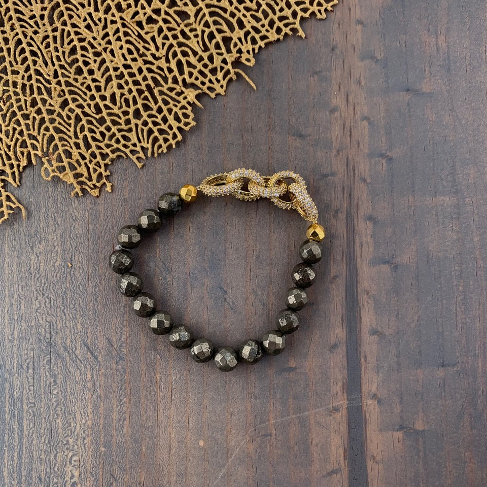 Charming Pyrite bead bracelet