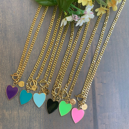 various necklaces with hearts