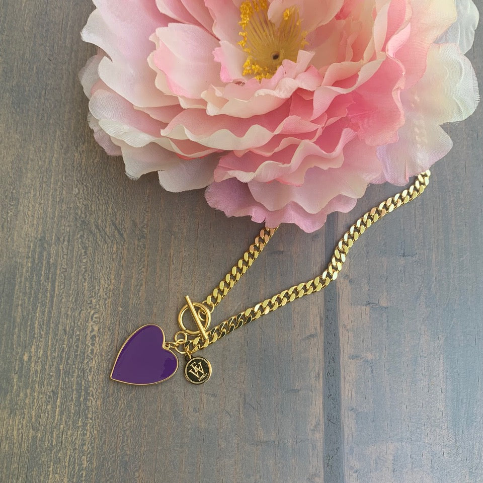 necklaces with violet  heart