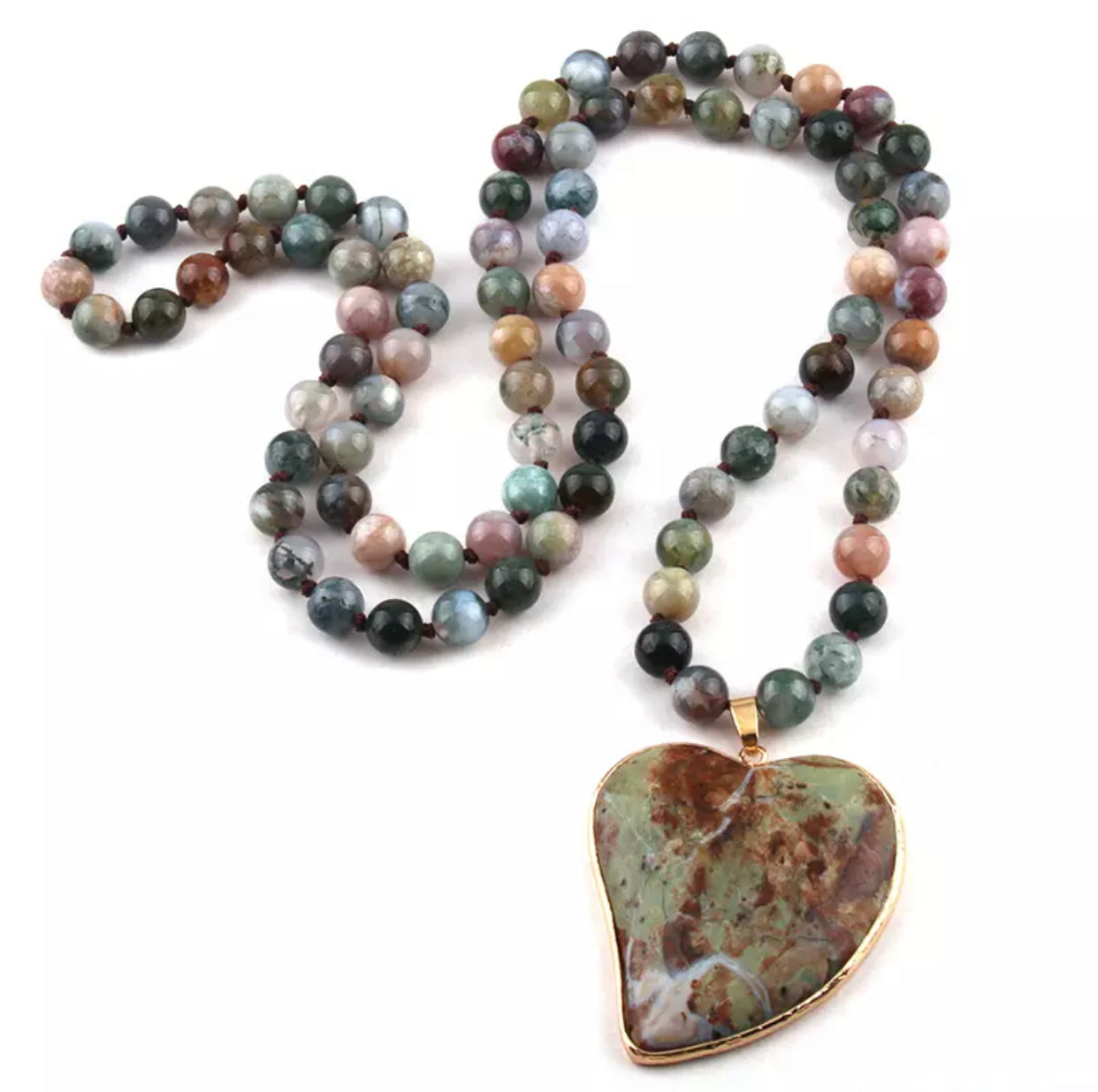 green stone heart pendant necklace