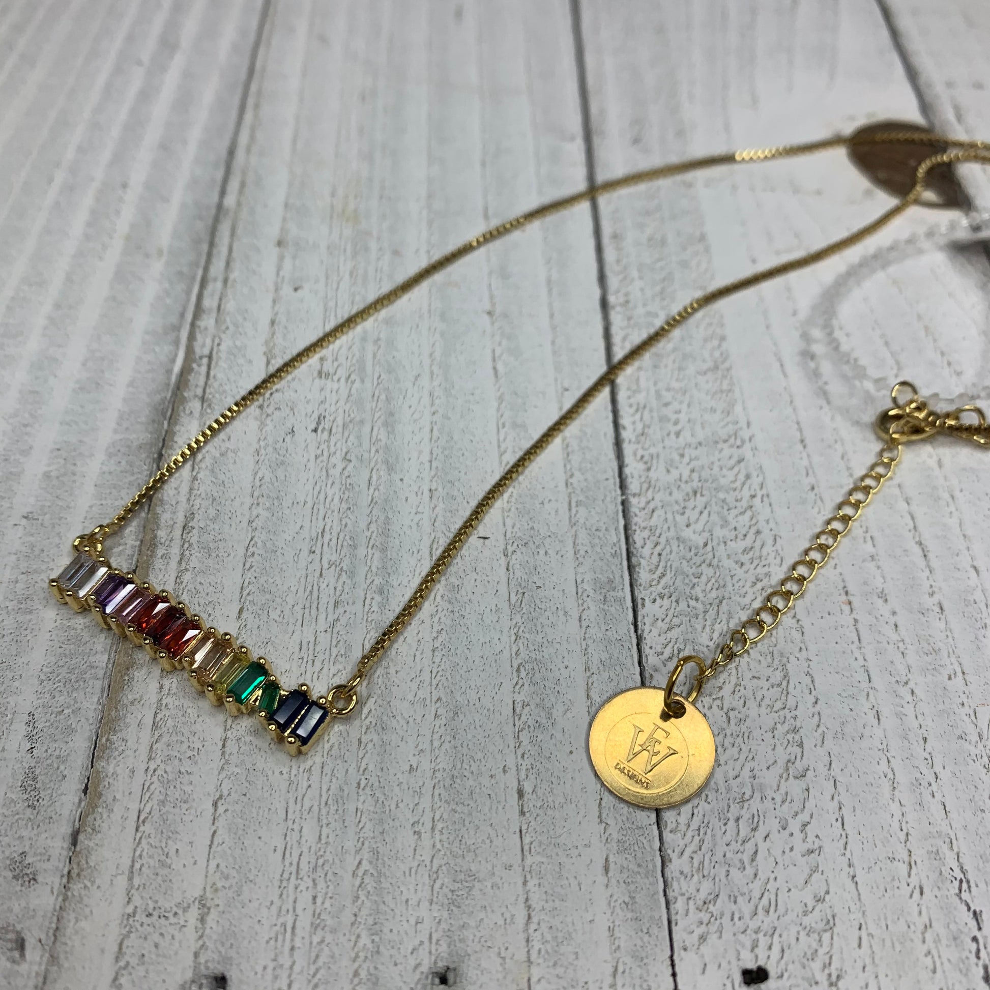 Erika Williner Designs multicolor cz bar necklace
