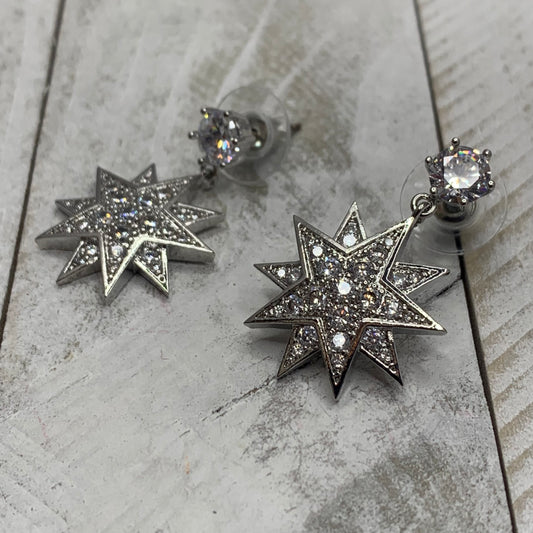 Compass Stars with CZ Embellishment Earrings