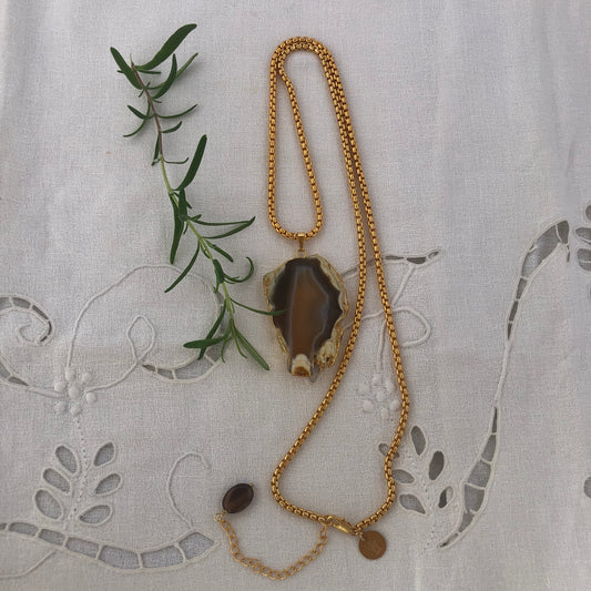 Agate Pendant Gold Necklace