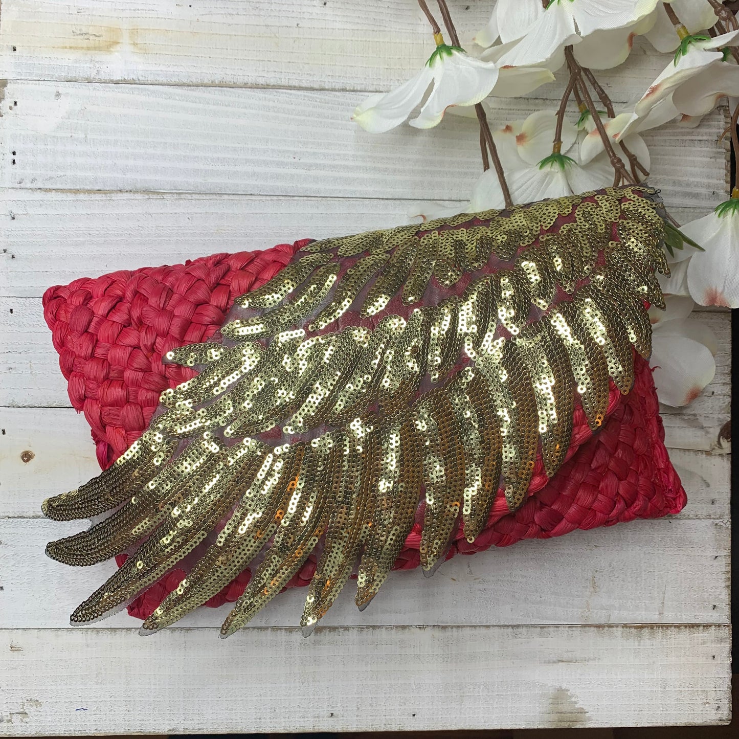 Red Clutch with sequins