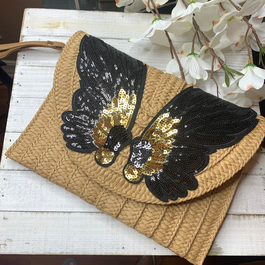 One of a kind Black Wings Clutch