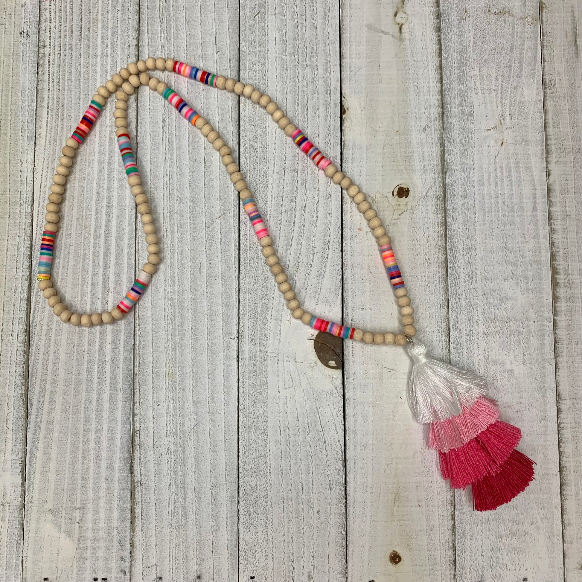 Pinky tones Cotton Tassel Necklace