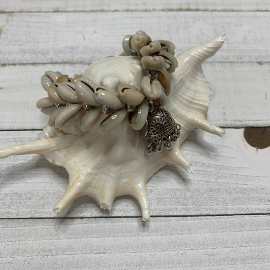 Cowry Shells Bracelet with a Silver Metallic Tassel