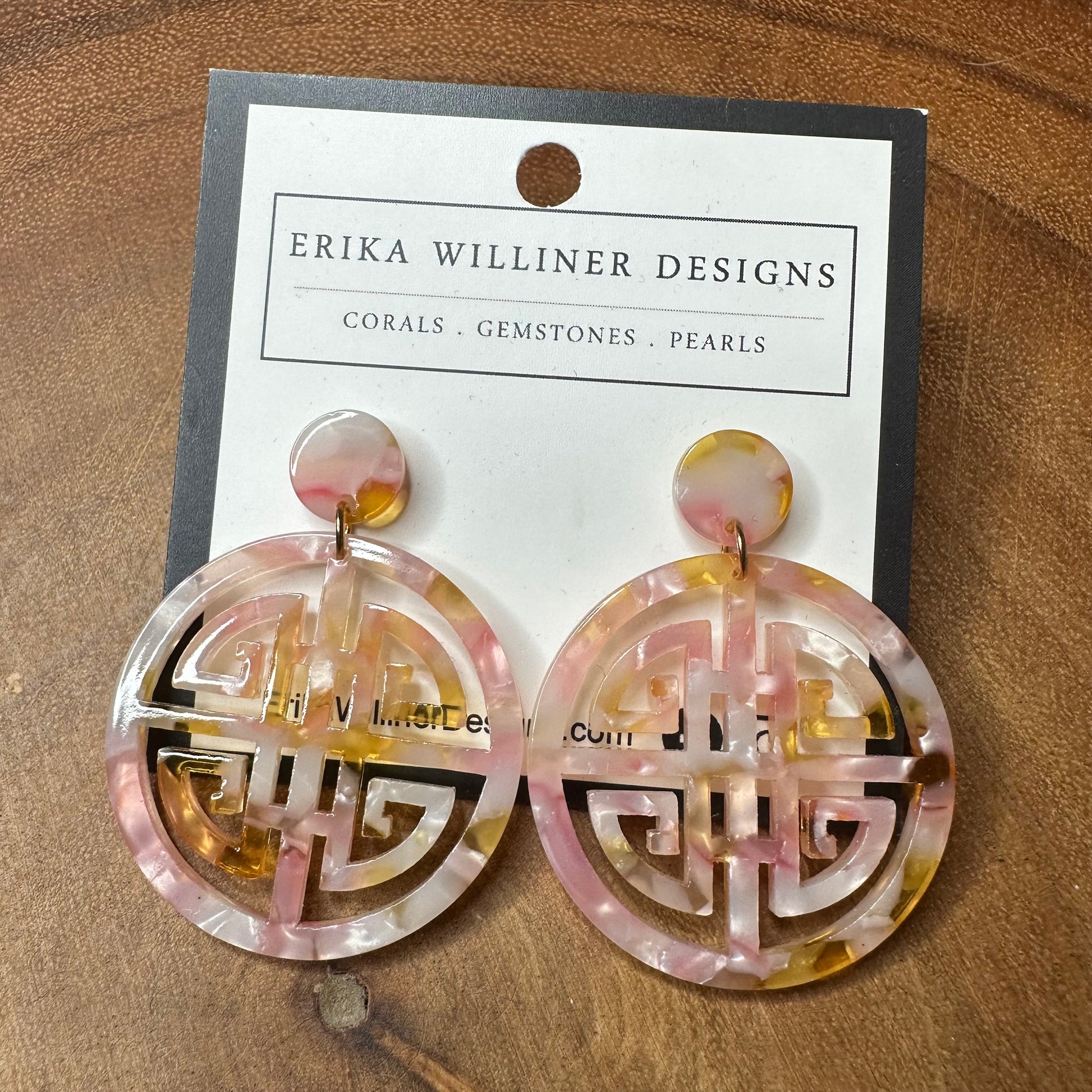 pink with hints of gold chinese inspired earrings