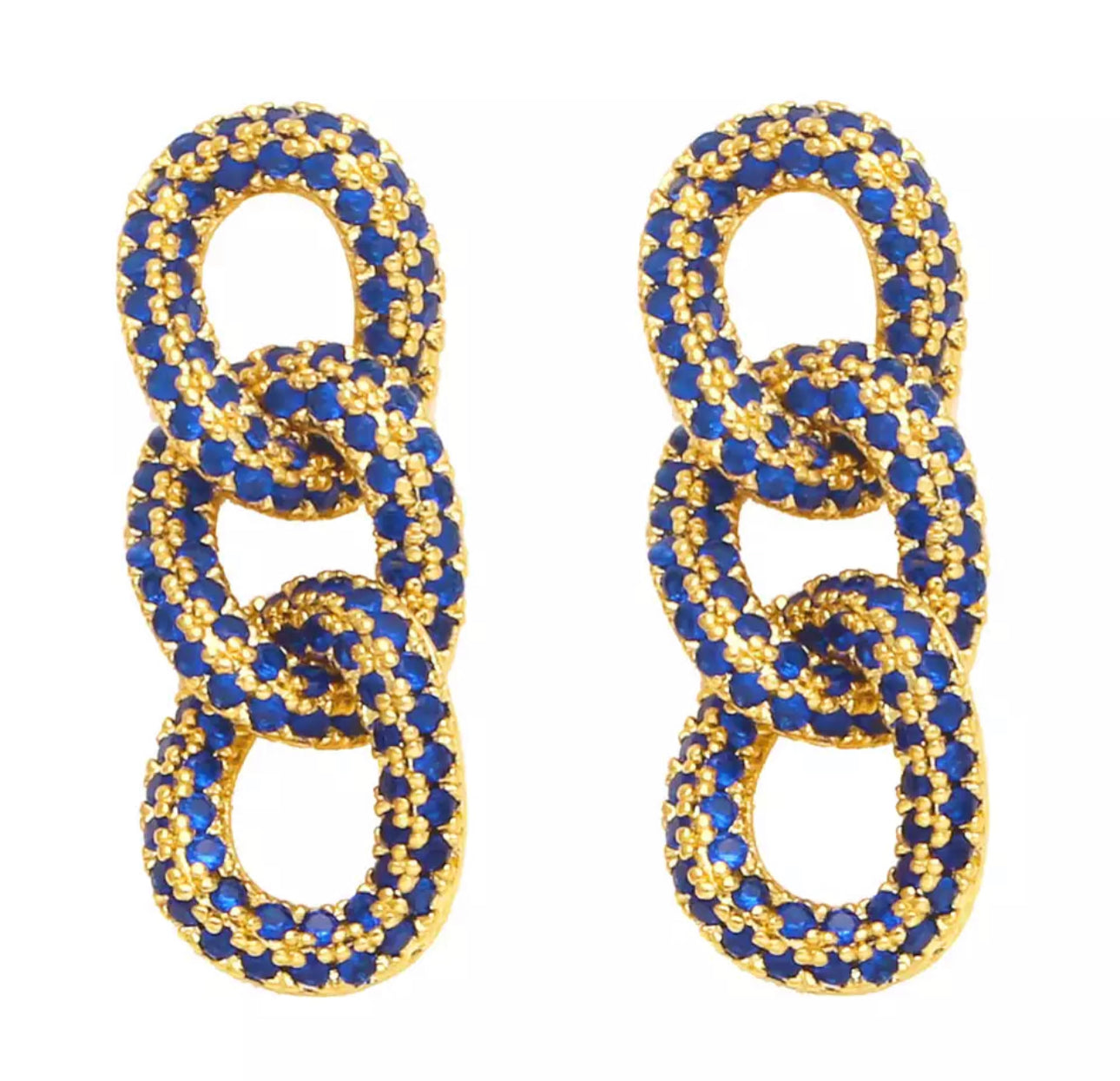 Blue chain link earrings 