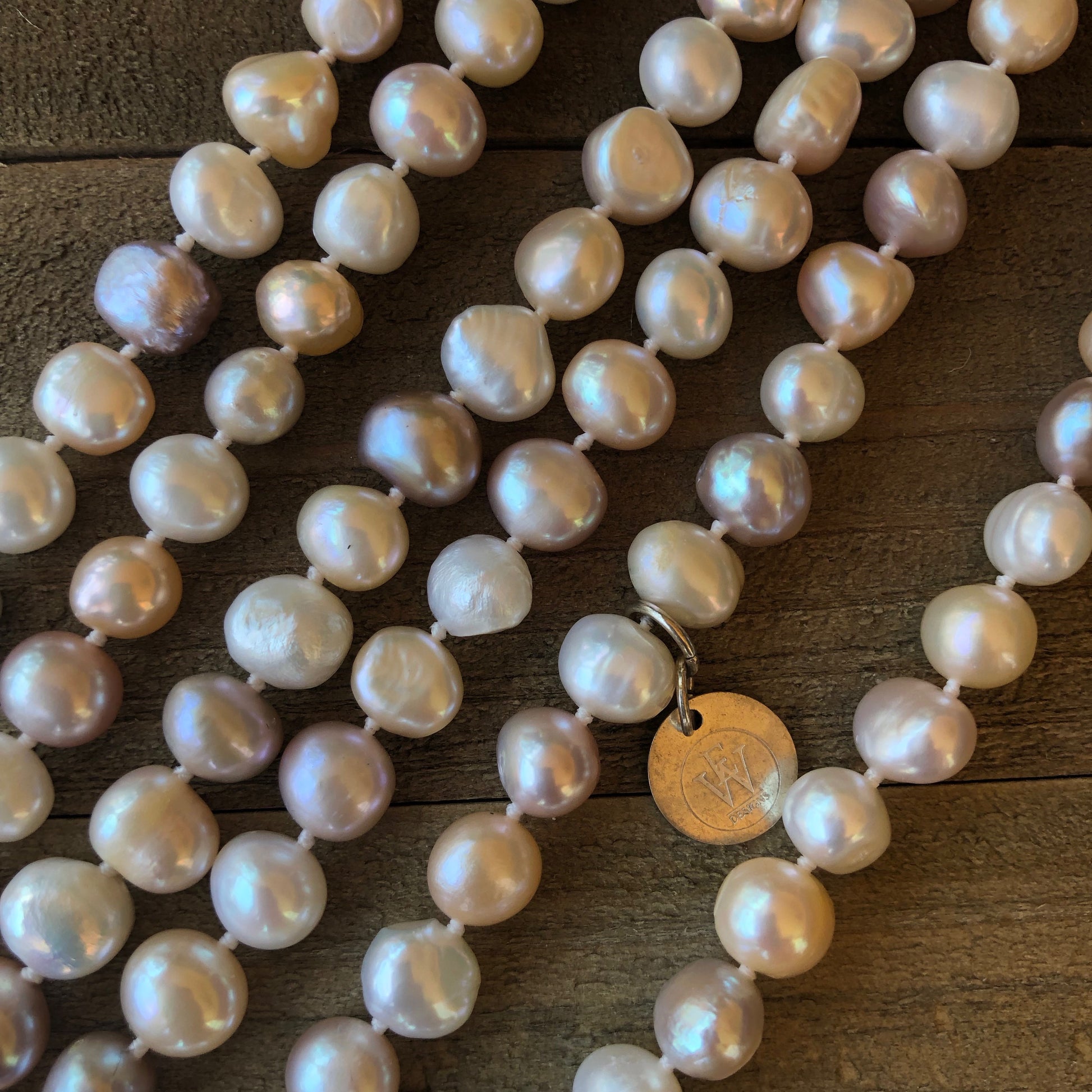 Hand Knotted Pastel Fresh Water Pearls 65 inches long Strand 350