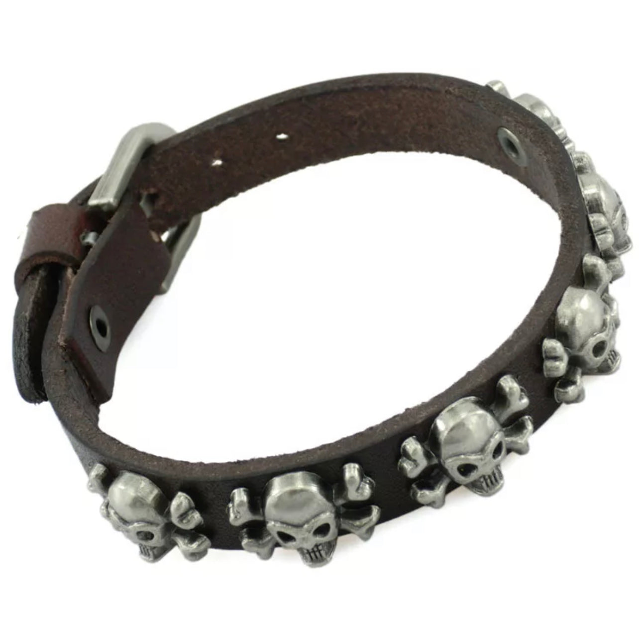 Black Leather Pirate Bracelet