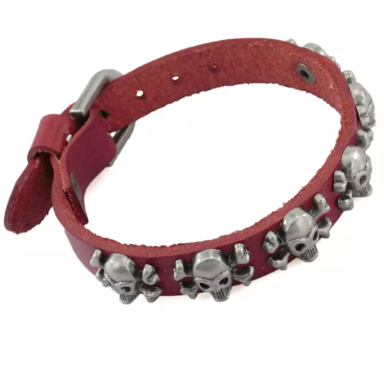 Red Leather Pirate Bracelet