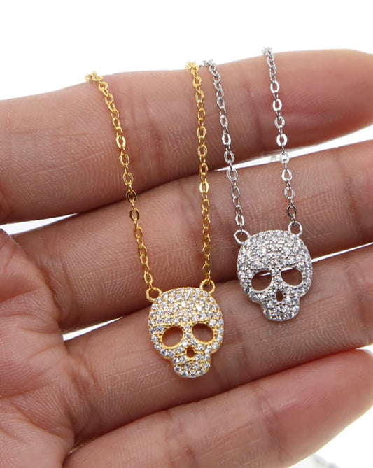 Erika Williner Designs - Dainty Pave Skull Necklace