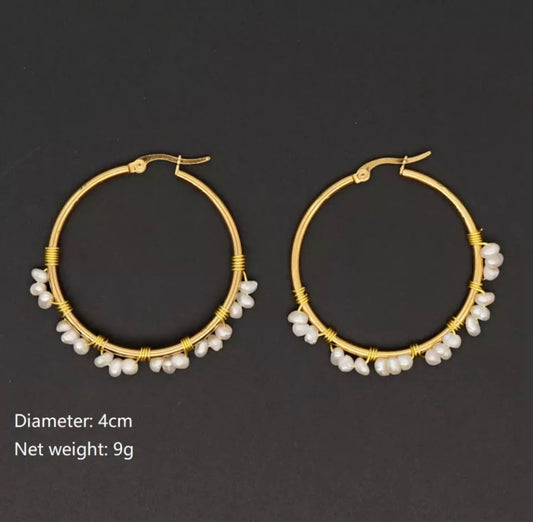 Gold Plated Earrings with Fresh Water Pearls