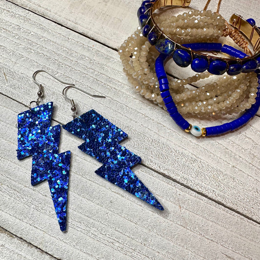 Sparkle Glitter Lightning Bolt Earrings 230-7 | Erika Williner Designs