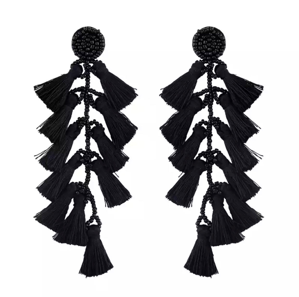 black tassel earrings