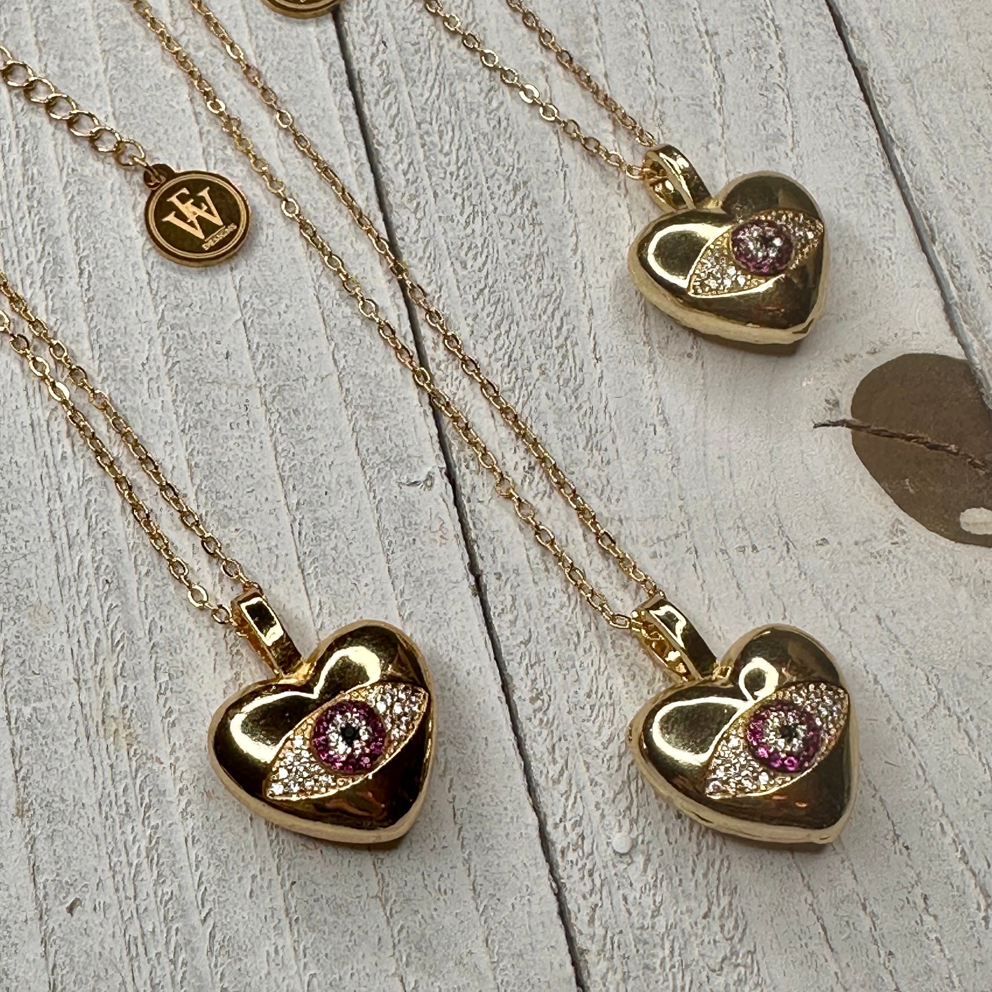 heart and evil eye necklace