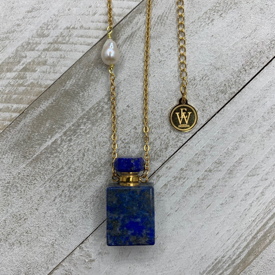 Lapis lazuli perfume necklace