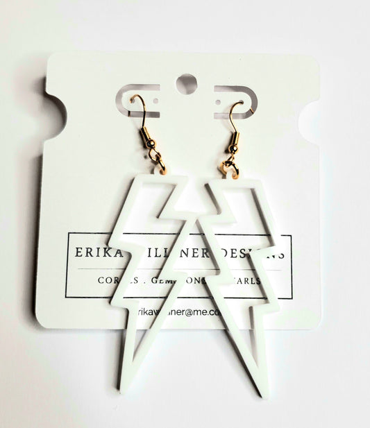 Erika Williner Designs - White Bolt cut out earrings