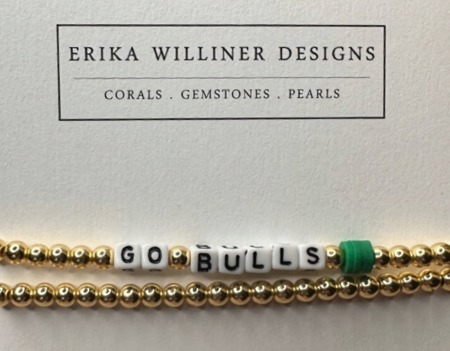 Stack of 2 GO BULLS Gold Galvanized Beads Bracelets