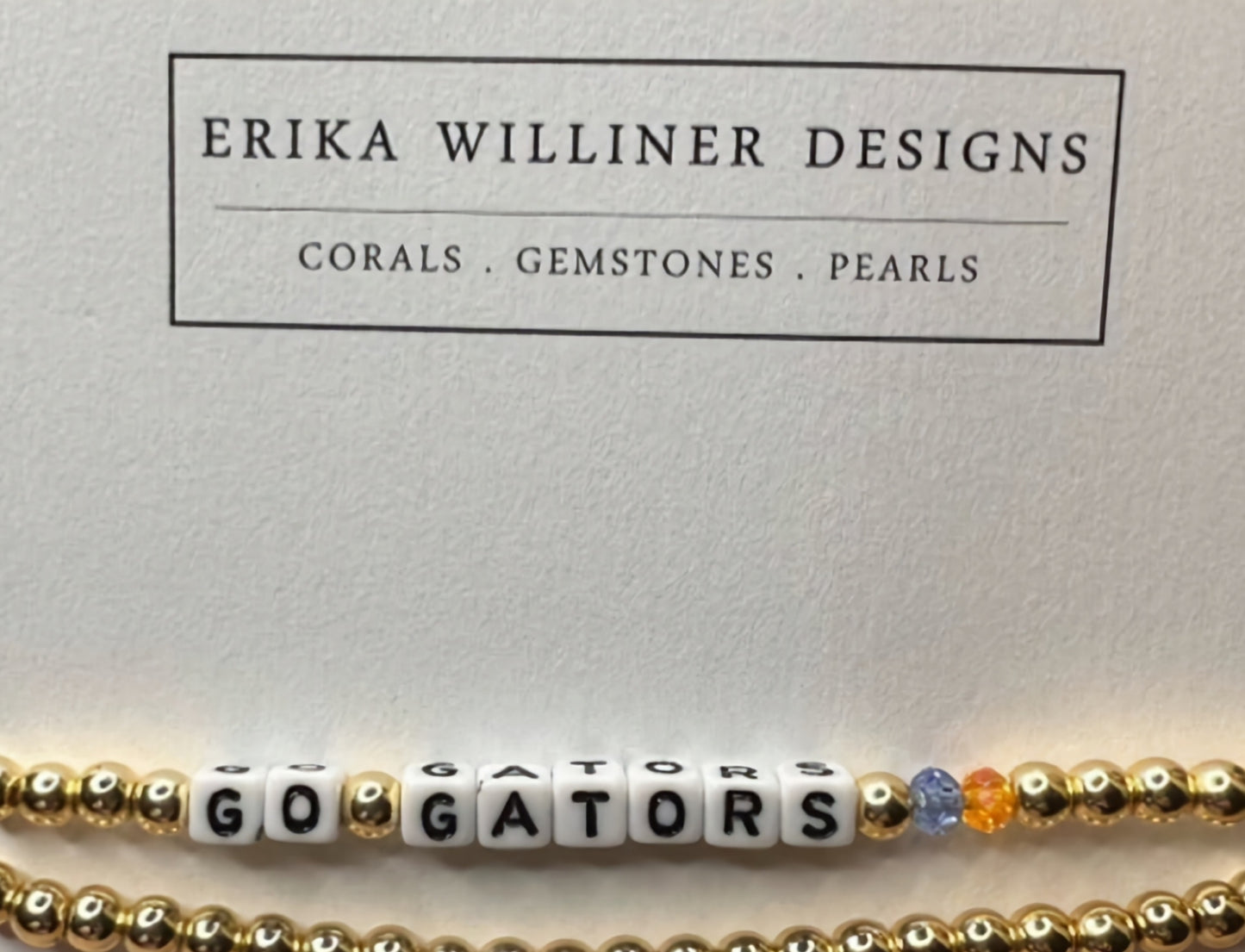 Stack of 2 GO GATORS Gold Galvanized Beads Bracelets