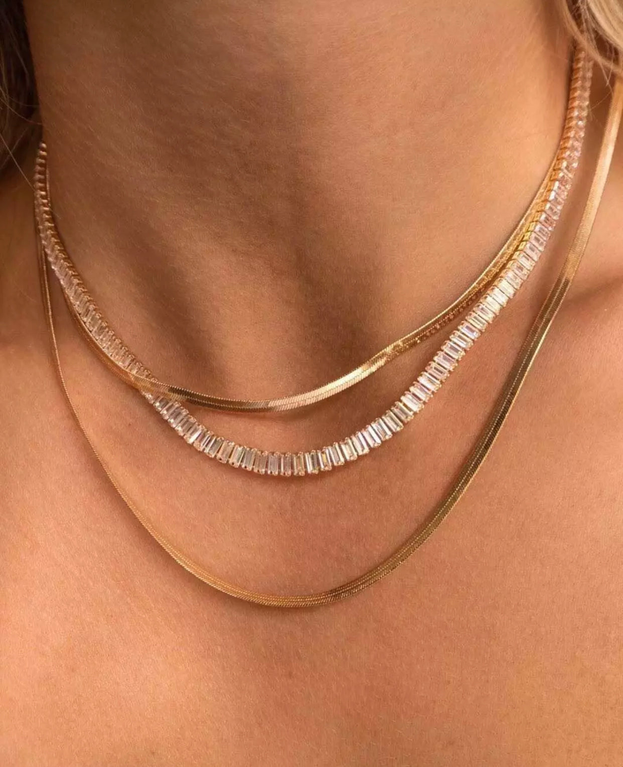 baguette crystals necklace