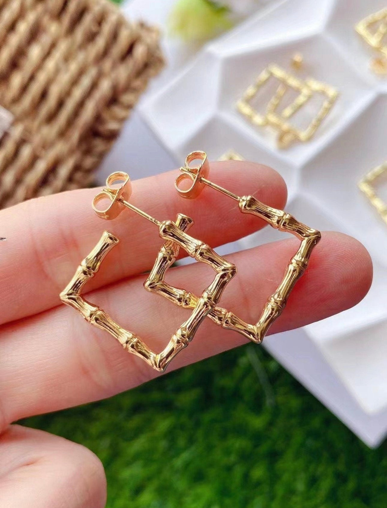 Erika Williner Designs - Bamboo Square Hoops