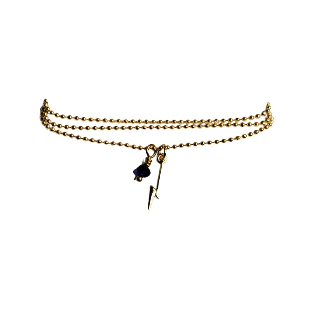 Gold Chain Necklace with Dainty Gold Bolt Pendant
